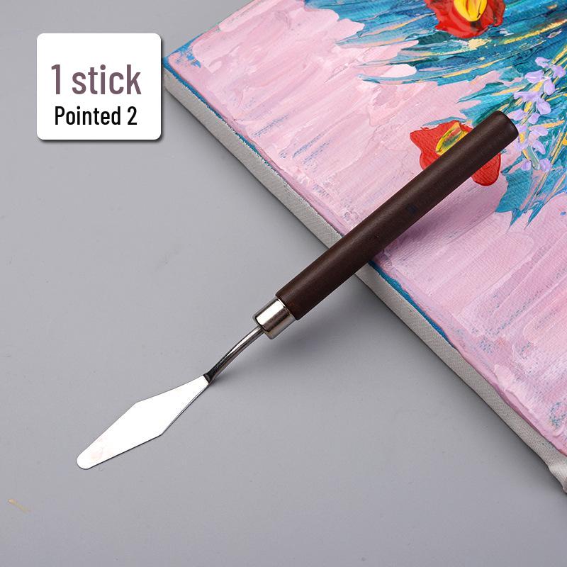 Rosewood Handle Oil Painting Knife: Acrylic & Gouache Pigment Scraper with Varnishing Flat and Pointed Blades