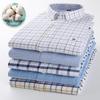 Men's 100% Cotton Plaid Oxford Long Sleeve Casual Business Shirt