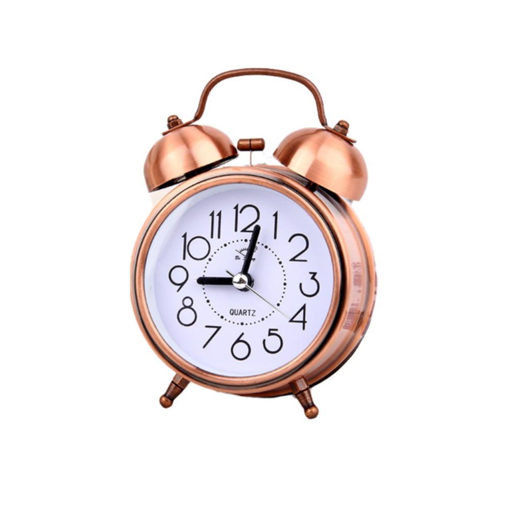 Metal Vintage Alarm Clock Double Bells Bedside Clock Mini Table Clock  Dormitory