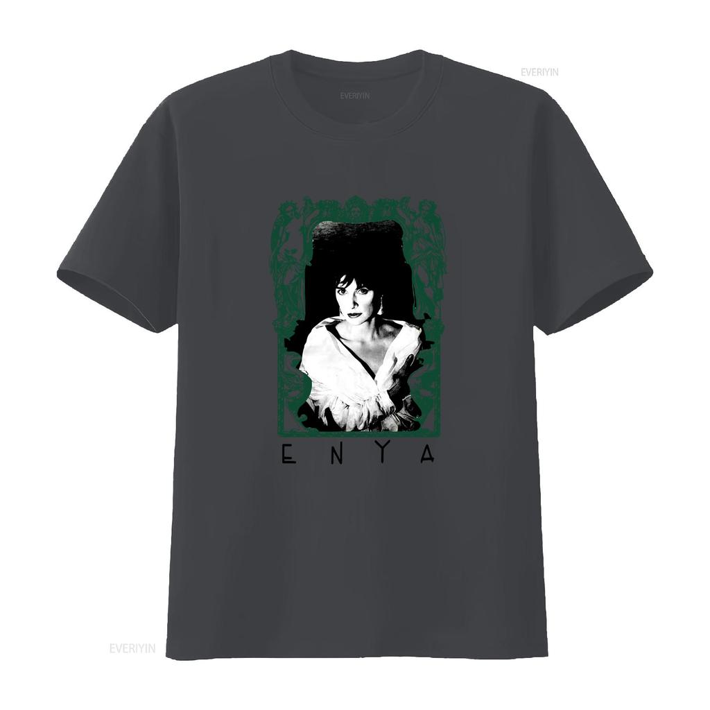Vintage Enya Porträt T-Shirt für Erwachsene in den Größen S 5XL mit Gothic-Rahmen-Design vintage gewaschen Mode dehnbar Unisex homme