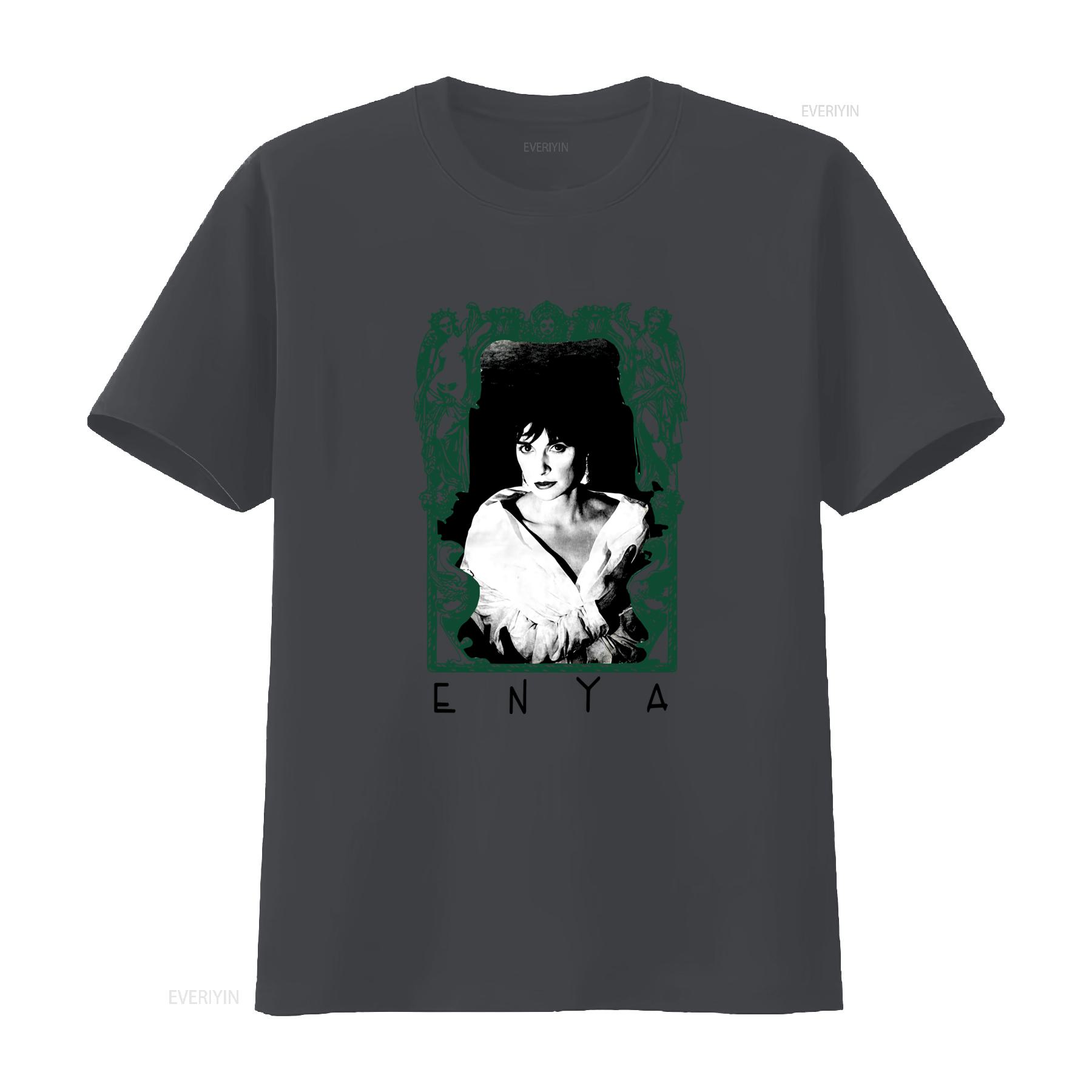 

Vintage Enya Portrait T Shirt for Adults in Sizes S 5XL with Gothic Frame Design vintage Washed fashion Stretched Unisex homme 4XL