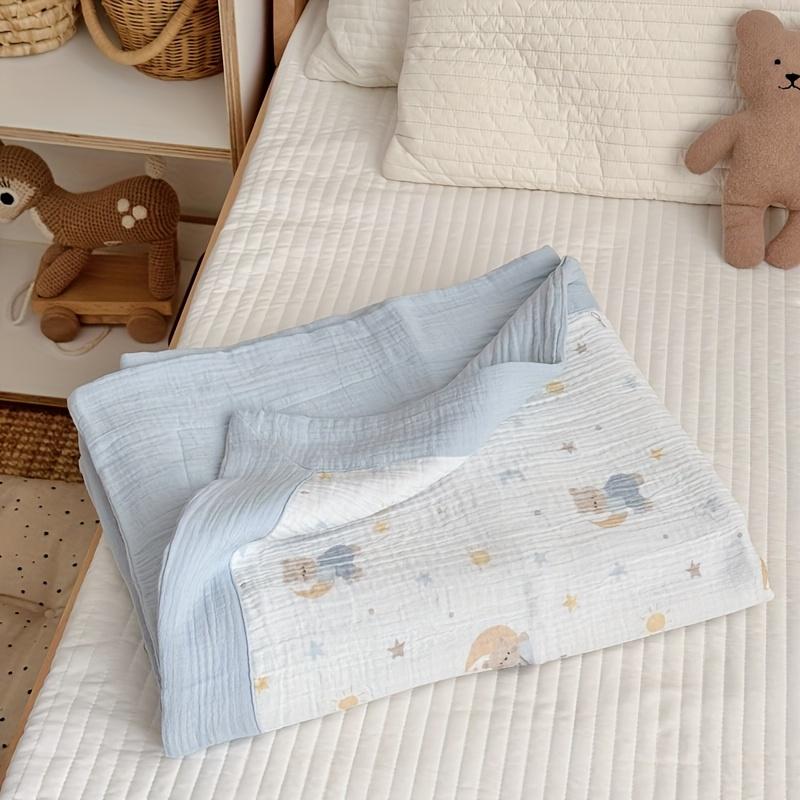 100% Cotton Muslin Gauze Throw Blanket  4 Layer PreWashed, Breathable Soft, Retro Animal Polka Dot Patterns, Yellow,All Season Cozy Blanket for Couch