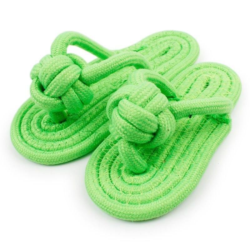 Handmade Braided Cotton Rope Dog Toy Slipper for Small Puppies Chew Resistant Dental Cleaning Teeth Healths Playing Fun