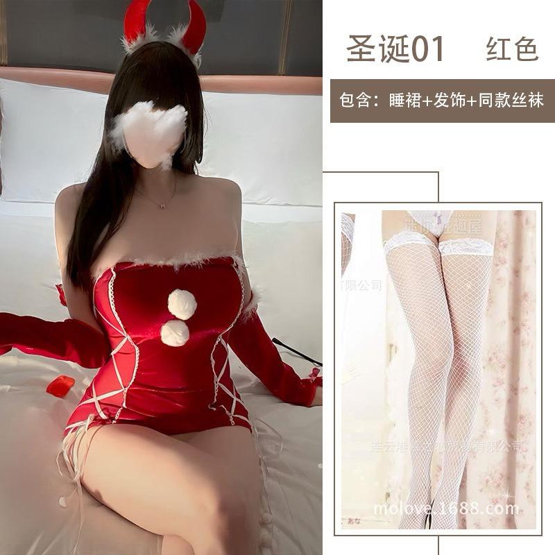 Sexy Lingerie Christmas Hip Tight Uniform Sweetheart Pure Desire Sexy Tube Top Velvet New Suit