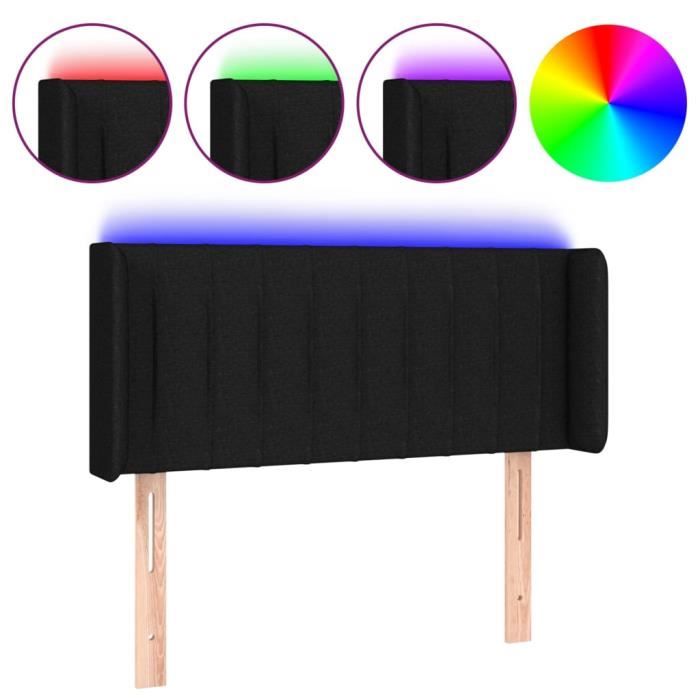 3123466 vidaXL Tête de lit à LED Noir 103x16x78-88 cm Tissu