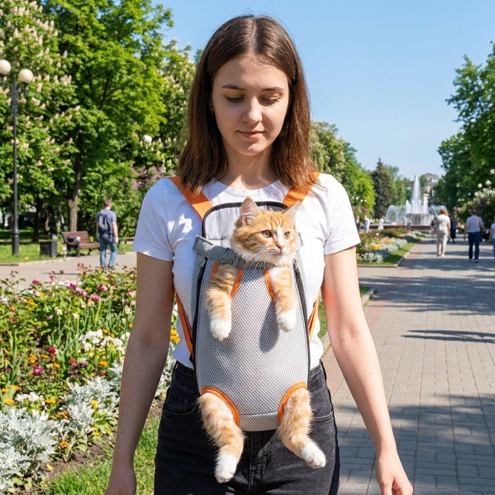 Double Shoulder Dog Front Carrier Breathable Mesh Dog Carrying Bag Pet Outdoor Backpack Camping