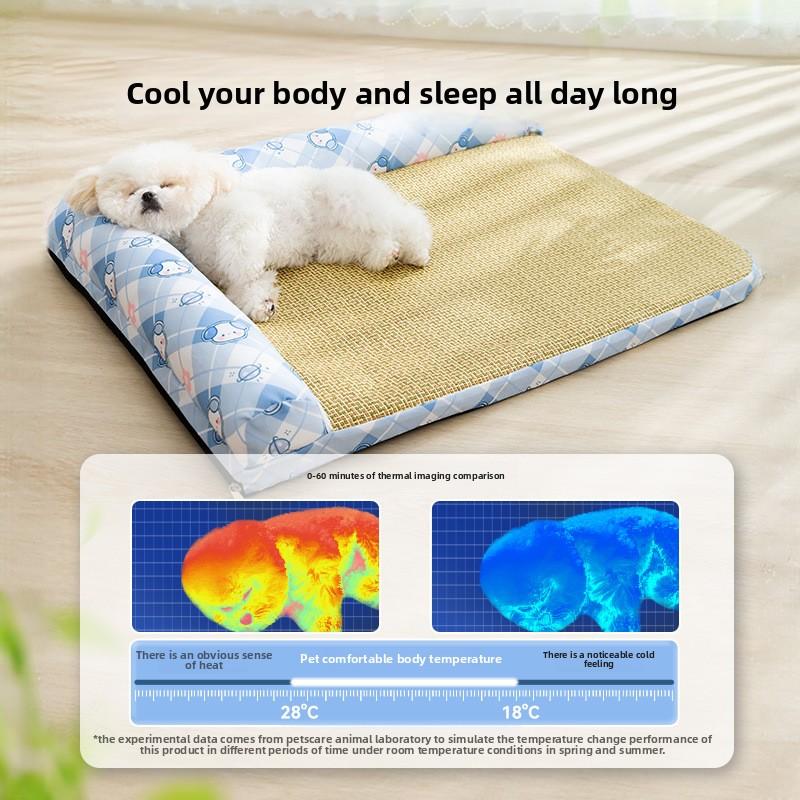 Spring and Summer Removable and Washable Dog Cool L-shaped Mat Kennel Medium and Small Dog Sofa Nest Cat Nest Pet Nest Cushion
