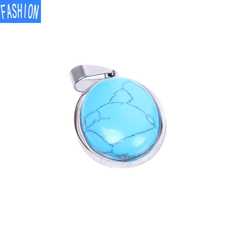 

Ожерелье с простой подвеской из овального выпуклого натурального кристалла Blue pine