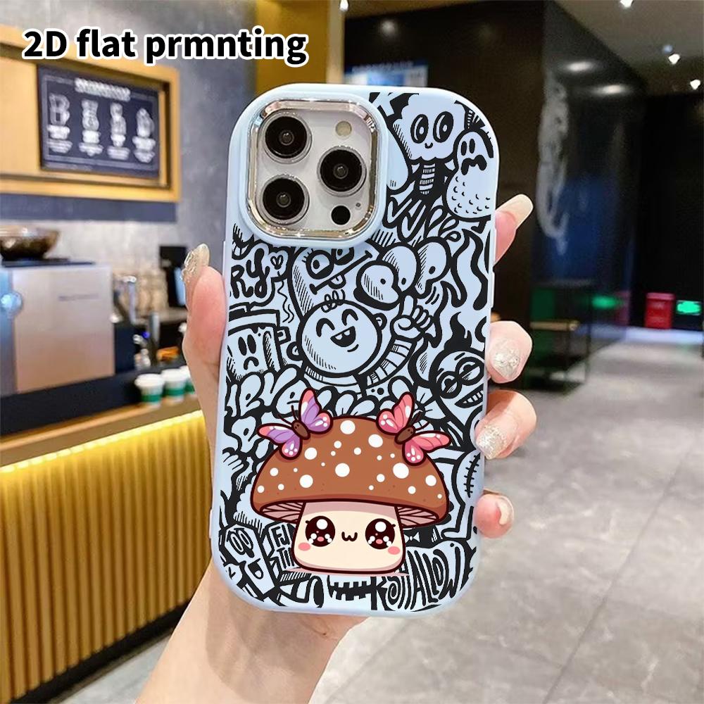 Phone Case: 2D Flat Design Suitable for iPhone 18 17 16 15 14 13 Pro Protective Case, Couple Style, Mushroom Baby, Christmas and Halloween Gifts