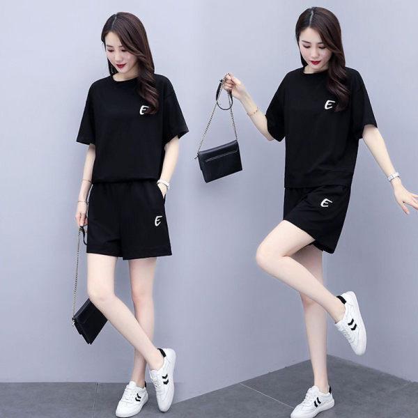 Women's Summer Embroidered Two-Piece Set: Short-Sleeved Top and Casual Loose Shorts