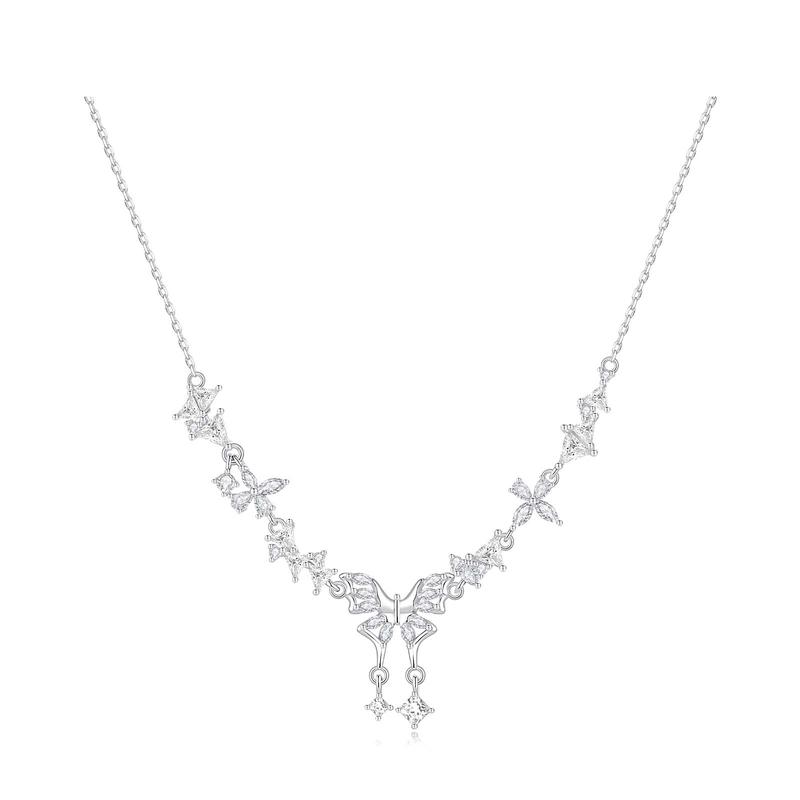 Barbie necklace [ Crystal* Explosion] Lucky Clover Butterfly Love  model - Butterfly love four-leaf clover necklace F heart box золотой