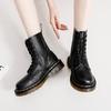 Herren Hohe Flache Leder Ganzjahres Unifarbene Retro Mode Leichte Abriebfeste und Rutschfeste Schnürstiefel
