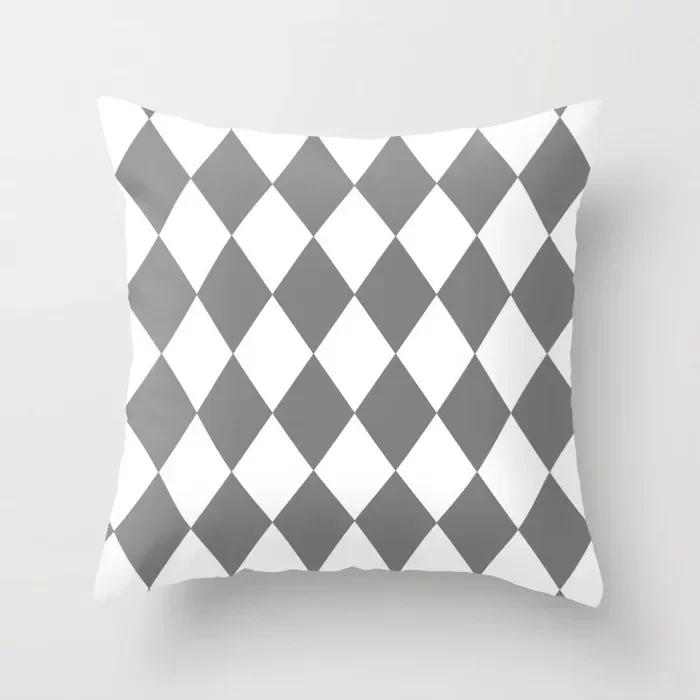 Modern Nodic Style Geometric Gray Pillowscase Polyester Grey Plaids Stripe  Cushion Covers Decorative Sofa Throw Pillows
