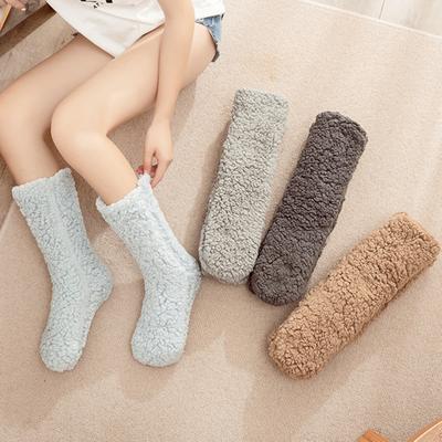 Warme flauschige Socken Winter Verdickte Fuzzy Socken mit elastischen Bündchen Einfarbig Gemütliche Schlafsocken zum Faulenzen im Haus Schlafen