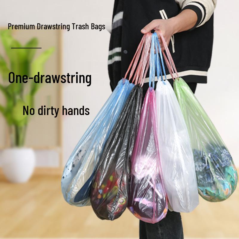 Thickened White Drawstring Disposable Trash Bags for Household Use