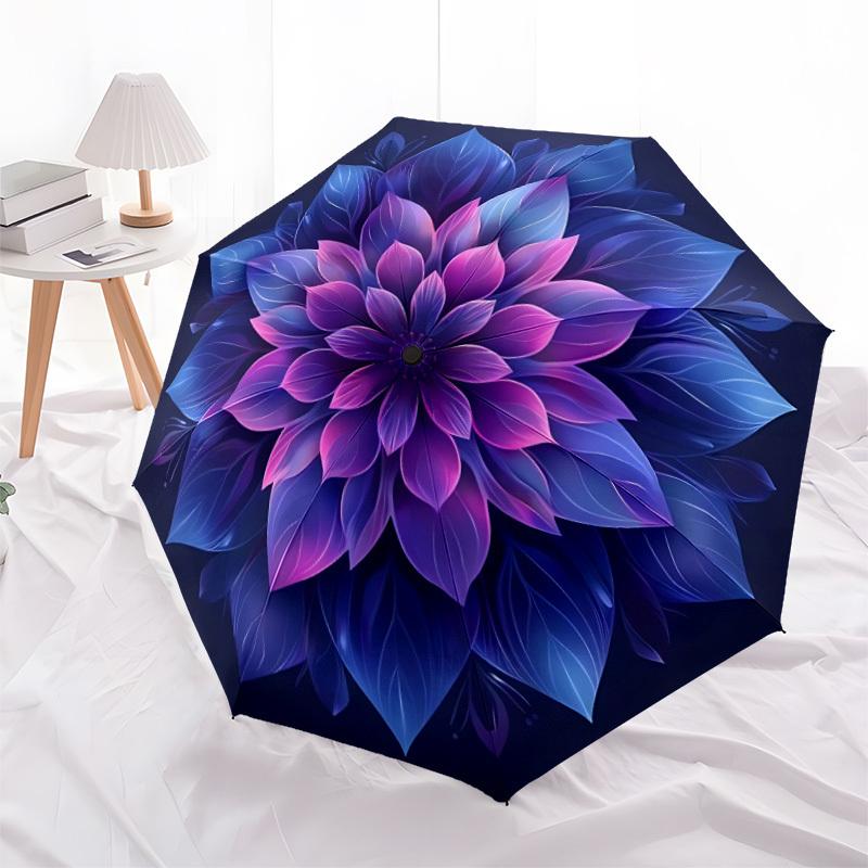 1pc Lotus Mandala Automatic Folding Umbrella Durable Iron Frame,All Seasons Home Travel Outdoor Multifunctional Umbrella yy251115087