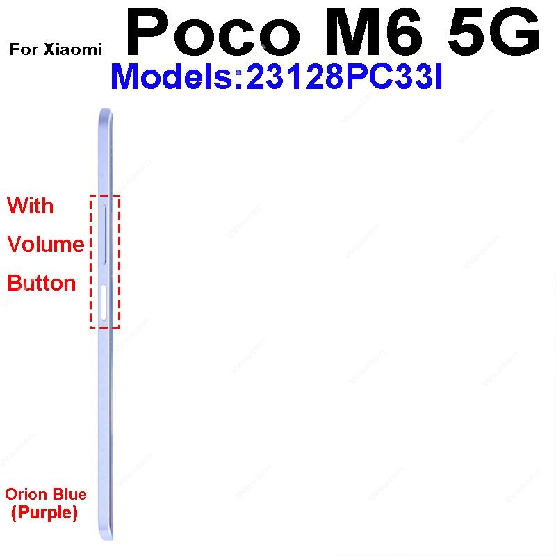 LCD Middle Frame Housing For Xiaomi Poco M6 M6 Pro 4G 5G Middle Frame Holder Cover With Volume Key Replacement Repair Parts