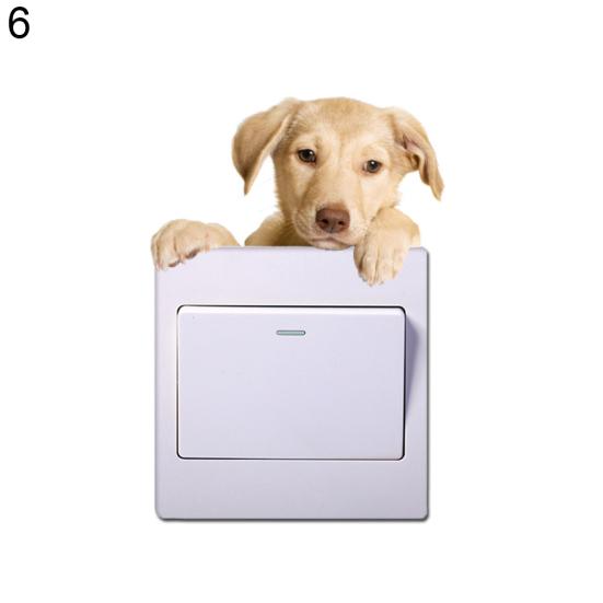 Cute Animals Wall Switch Dog Cat Removable Sticker Home Kids Room Decal Decor