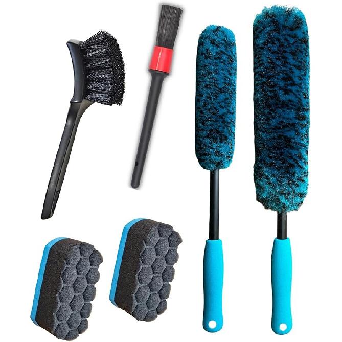 Wheel Brushes For Cleaning Wheels (4 Pro Pack)- 2X Soft Wheel Cleaning Woolies Brush, Detailing Brush And Stiff Tire Brush, Scratch Free Durable Car