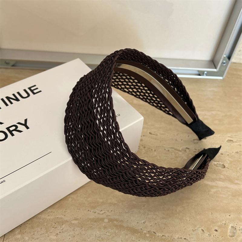 

Дышащая ажурная вязаная широкая повязка на голову - 2025 Летняя повязка для волос с эффектом высокой короны для наряда, для душа/ухода за кожей и для сбора волос кофейный