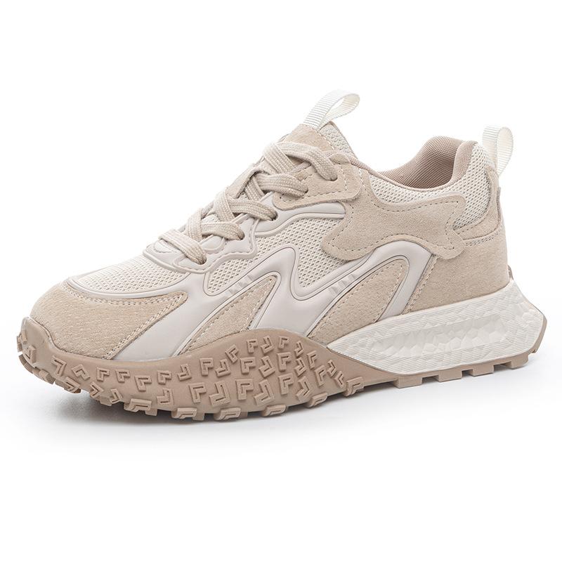 

Leather dad shoes women s new spring and summer thin mesh breathable mesh shoes 35 бежевый