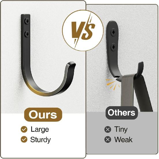 Niffgaff 10-Pack Wall Outdoor Hooks for Hanging Coat - 30LB Screw In Metal Hanger Wall Mount, for Closet, Door, Bathrooms, Outside, for Towel,