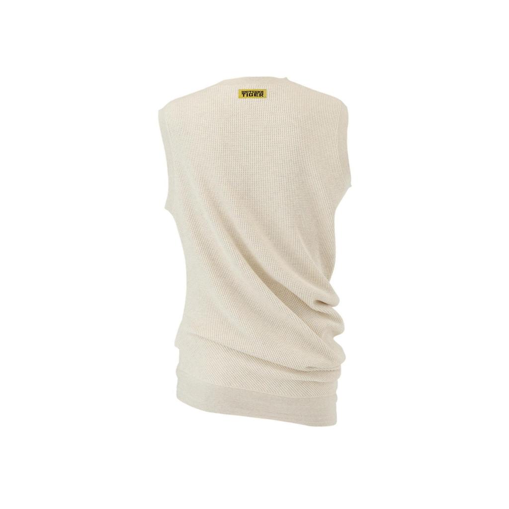 Onitsuka Tiger Tank Top Solid Color Outdoor Casual Sports Round Neck Pullover Sleeveless Knit Men tops Beige 2181A898-250