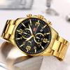 MINI FOCUS Herren Business Quarzuhren Edelstahl Business Chronograph Uhr Gold Blau Relogios Masculino Uhr