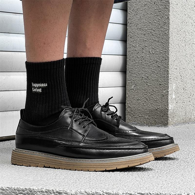 Fashion Brogue Men's Leather Shoes Fashion Designer Style Office and Leisure Business Black Shoes OUTDOOR Plus Size Young Versatile