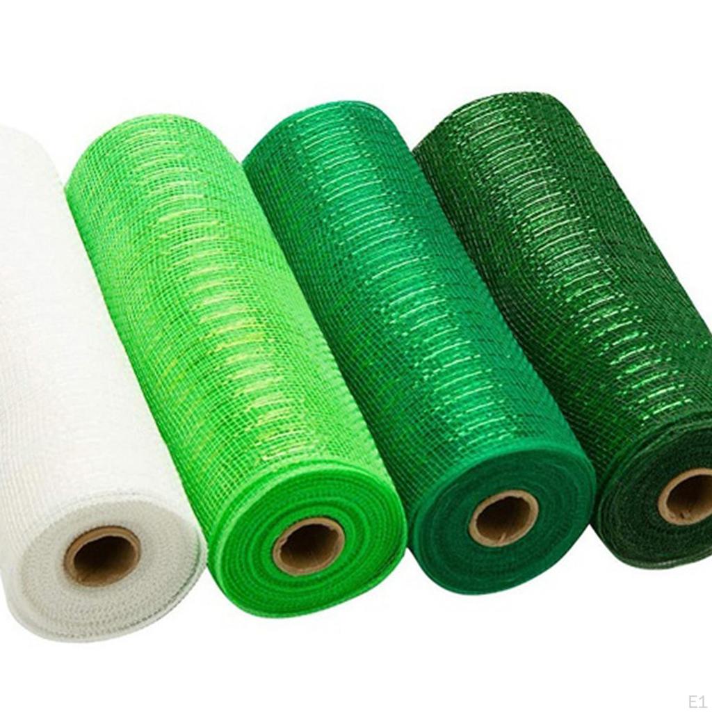 4 Pack Mesh Ribbon Rolls, 10 Inch X 30 Feet Each, Foil Ribbons for Wreaths And Crafts
