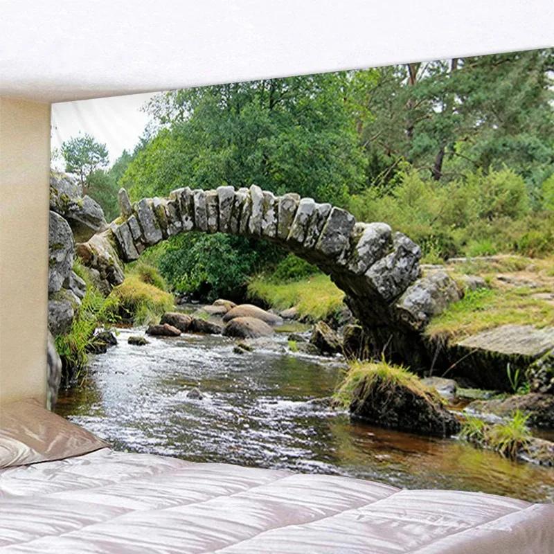 Home Wall Decoration Tapestry Fantasy Stone Arch Bridge Landscape Background Office Living Room Tapestry