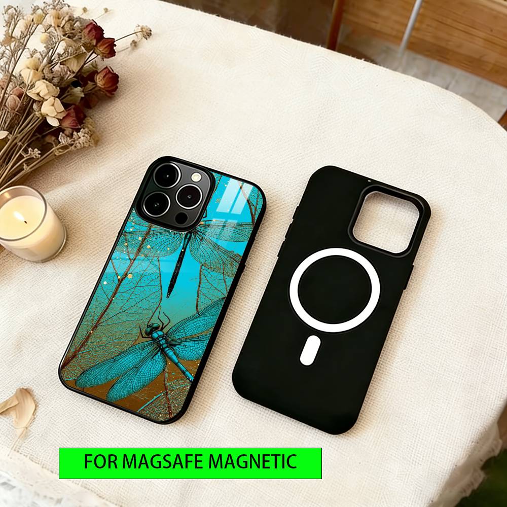 Libelle Tier Handyhülle Für iPhone17,16,15,14,13,12,11 Plus,Pro Magnetisch Für Magsafe Kabelloses Laden