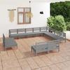 Day and Night - Day and Night Garden Furniture Set 12 Pieces Solid Gray Pine Wood