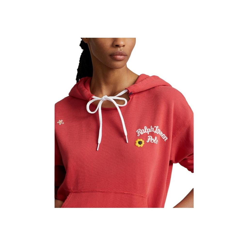 Polo Ralph Lauren Solid Color Letter Print Hooded Long Sleeve Sweatshirt Women Sweatshirt Red WMPOKNINFB20497-600