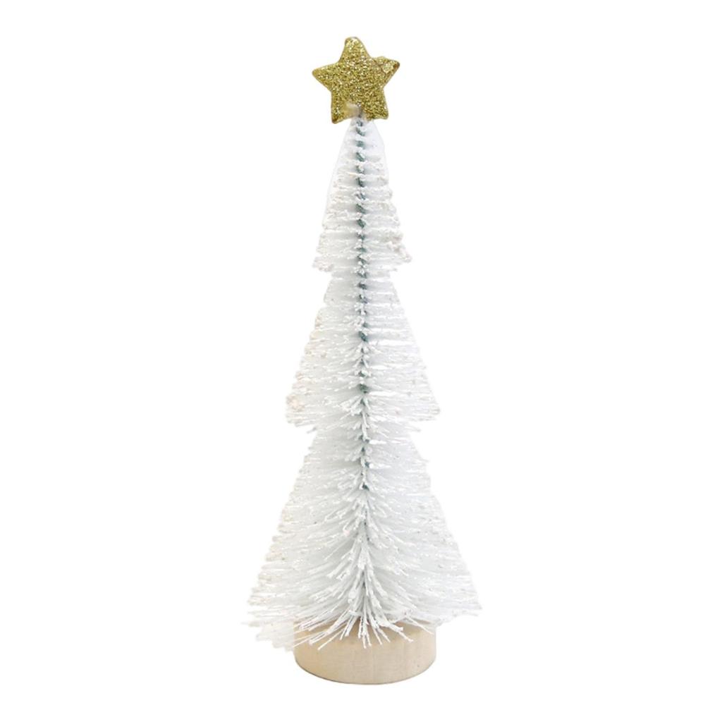 Artificial Mini Christmas Tree Christmas Decoration .84inch Sturdy with Wood Base with Snow for Party Xmas Crafting