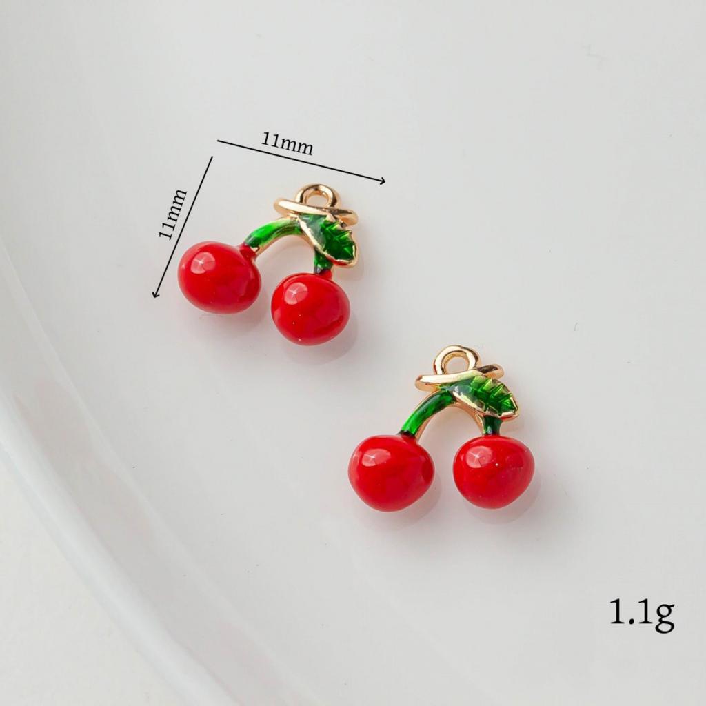 2 PCs Brass Charms 18K Gold Plated Fruit Enamel Pomegranate Peach Strawberry Apple Pendants For DIY Necklace Jewelry Making