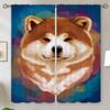 Shiba Inu Living Room Curtains for Living Room 2 Elegant Pieces Tulle In Kitchen Curtain Blackout Curtain 100% Partition Shades