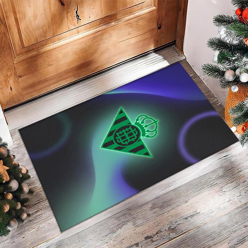 Real Betis Football Print Crystal Velvet Rug, Comfortable Water Absorbent Non Slip Indoor Floor Carpet