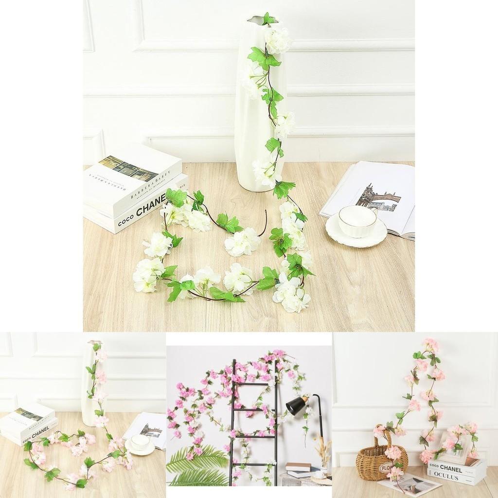 Lifelike Silk Cherry Flowers Garland For Weddings And Home Decoration 2.2m