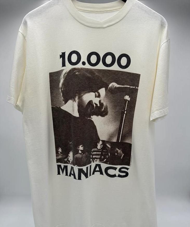 Винтажная Белая Хлопковая Унисекс Футболка с Принтом Группы 10000 Maniacs Live In Concert TR138 Унисекс Футболка M