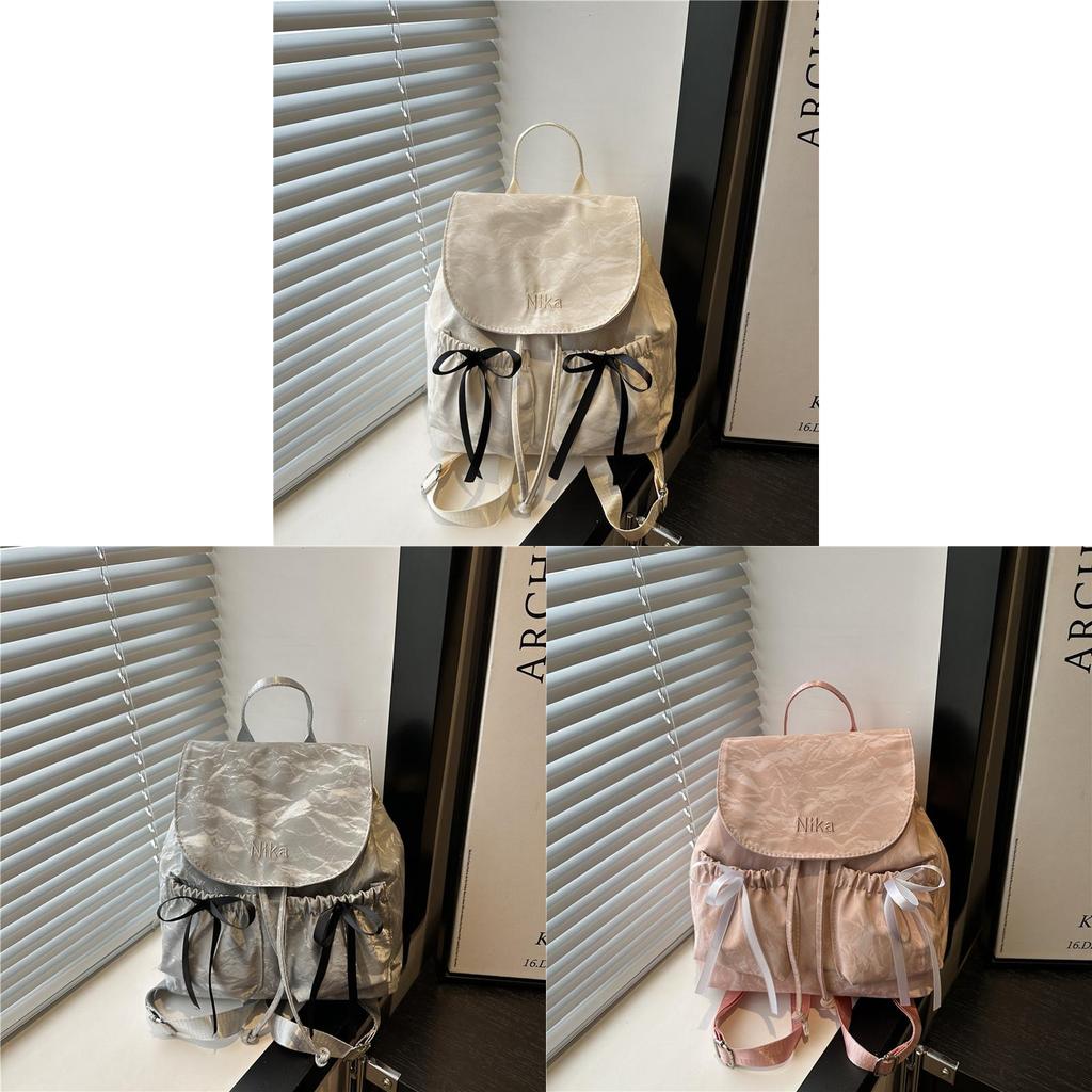 Fashion Dual Pocket Butterfly Bow College Style Backpack For Women Daily Use
