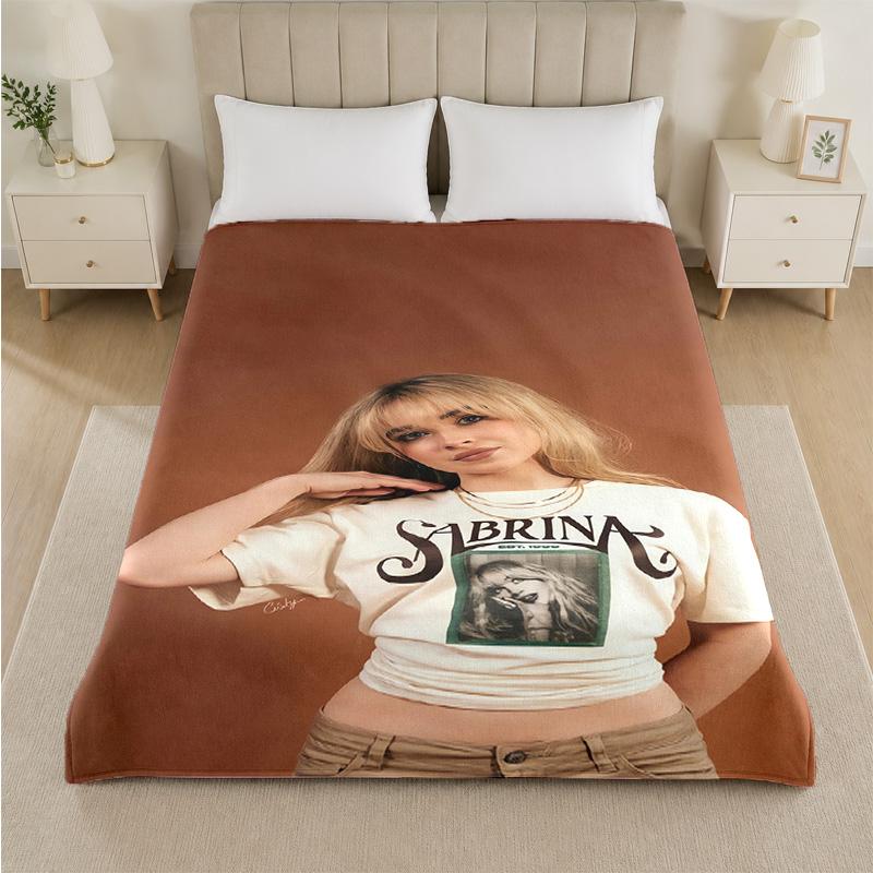 Sabrina Carpenter Print Flannel Blanket Cozy Warm Plush Throw Blanket For Bed Sofa Couch Indoor Household Use