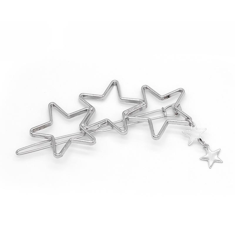 Korean Style Hair Clip: Geometric Star & Heart Design, Versatile Bangs Clip