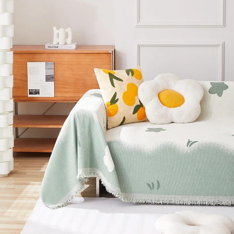 Sofa Handdoekhoes Stof Volledig Omwikkeld met Chenille Jacquard Garen Geweven Zacht Comfortabel Zacht Slijtvast Dubbelzijdig Bruikbaar