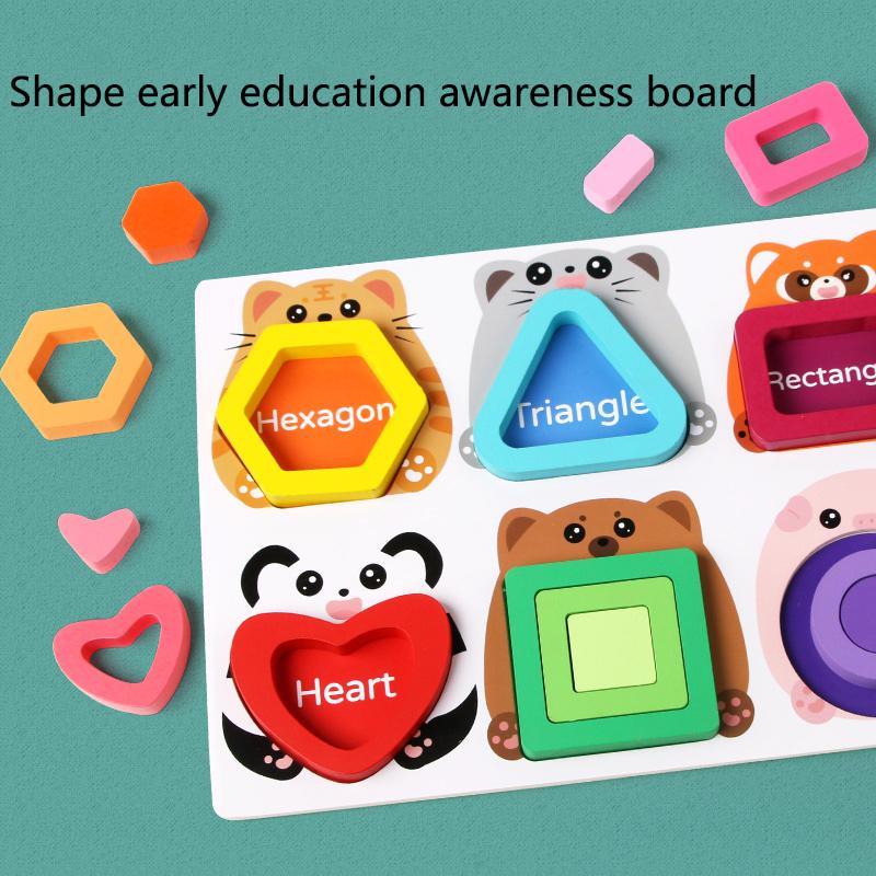 Wooden Animal Puzzle Toys Children Montessori Preschool Education Fun Game Shape Matching Learn Puzzle Game Festival Gift Toy