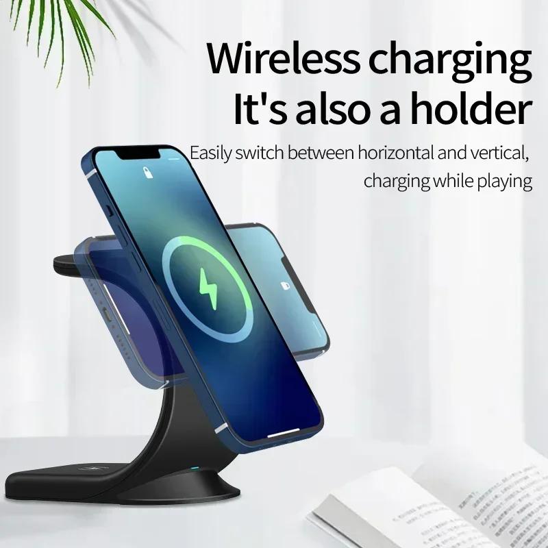Magnetic Wireless Charger 3 in 1 Fast Charging Station For Magsafe iPhone 17 16 15 14 Pro Max iWatch 10 9 8 7 6 SE AirPods Pro