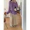 Spring new lace splicing knitted sweater top loose soft waxy lazy wind sweet sweater pullover woman