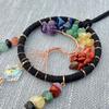 Chakra Tree Life Natural Raw Crystal Stones Crafts Handmade Polished Floral Pattern Fashion Trend Pendant Suncatcher Hanging Car