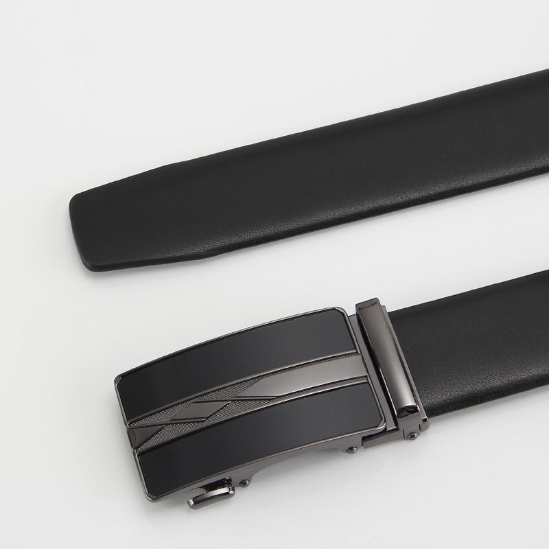 

Мужской ремень из натуральной коровьей кожи Автоматическая пряжка Деловой и повседневный ремень из коровьей кожи второго слоя Мужской ремень Ремень 110-130CM
