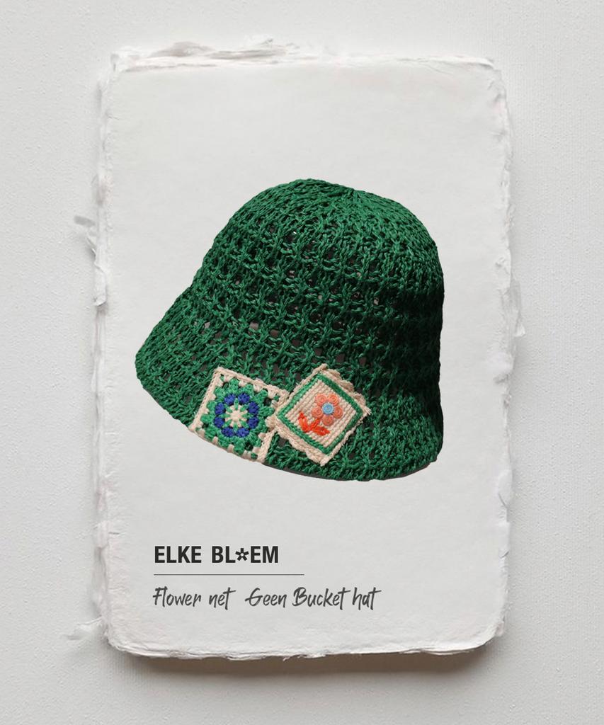 Elkebeullum Flower Net Green Bucket Hat